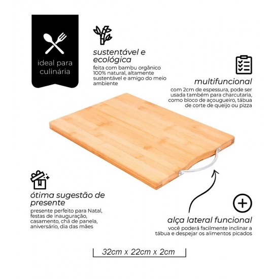 Tabua 32cm Por 21,5cm Em Bambu De Corte Gourmet Eco Kitchen Mimo Style